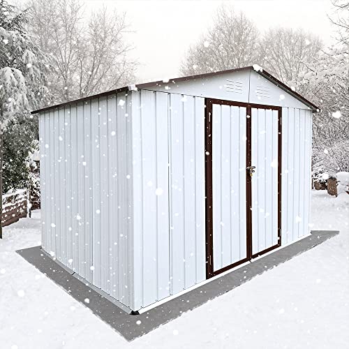 ZCBYBT 8x6 ft Backyard Garden Shed Metal Kit Utility Tool Storage Outdoor Storage Shed Thickened Galvanized Steel with Lockable Double Doors