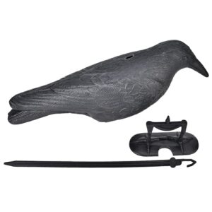 01 simulation crow desktop decor, pe material simulation crow for garden decoration for hunting bait for halloween(black)