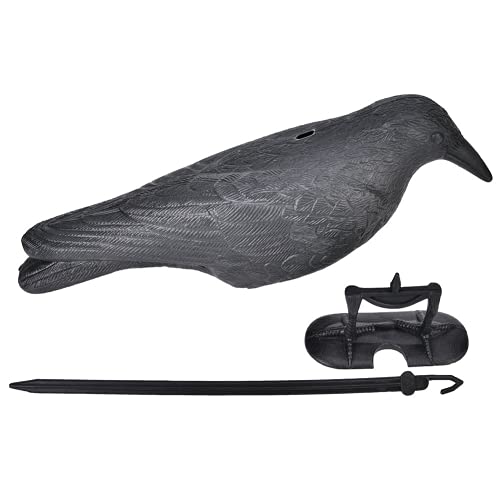 01 Simulation Crow Desktop Decor, PE Material Simulation Crow for Garden Decoration for Hunting Bait for Halloween(Black)