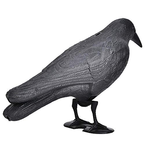 01 Simulation Crow Desktop Decor, PE Material Simulation Crow for Garden Decoration for Hunting Bait for Halloween(Black)