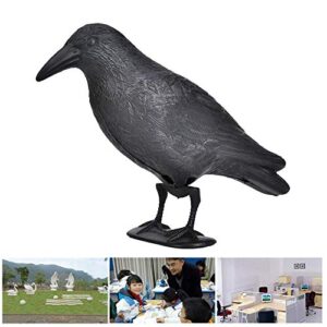 01 Simulation Crow Desktop Decor, PE Material Simulation Crow for Garden Decoration for Hunting Bait for Halloween(Black)