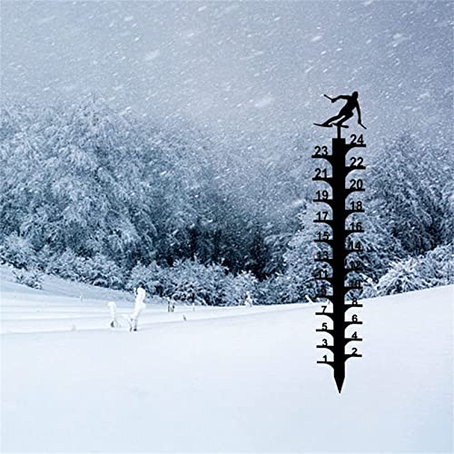 KOLCU 2022 New Christmas Holiday Snow Gauge Outdoor, 24 Inch Snowfall Measuring Gauge, Handmade Metal Snow Measuring Stick Snow Gauges for Yard for Christmas Winter Garden Yard Decoration,Skiing