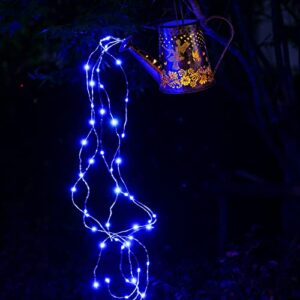 Watering Can with Lights, Solar Garden Lights with Fairy Butterfly Decor Star Shower Art Hanging Waterfall Lights Outdoor Decor for Table Patio Yard Pathway Walkway (Blue)