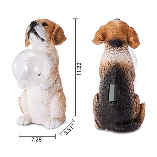 Yiosax Easter Dog Memorial Gifts - Forever My Guardian Angel Garden Solar Light Pet Memorial Statues Garden Dog Decor with Flickering Crackled Glass Globe|(11.22inch Tall)