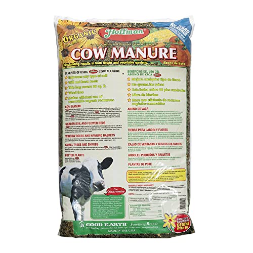 Hoffman Organic Cow Manure Garden Fertilizer Plant Food, 1-1-1, 20 Pounds