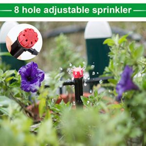 Kalolary Irrigation Dripper Drip Emitter, 20PCS Micro Spray Adjustable 360 Degree 8 Holes Full Circle Water Flow Irrigation Dripper Micro Sprinkler Drip System Parts for Garden Lawn Flower Bed(13.2cm)