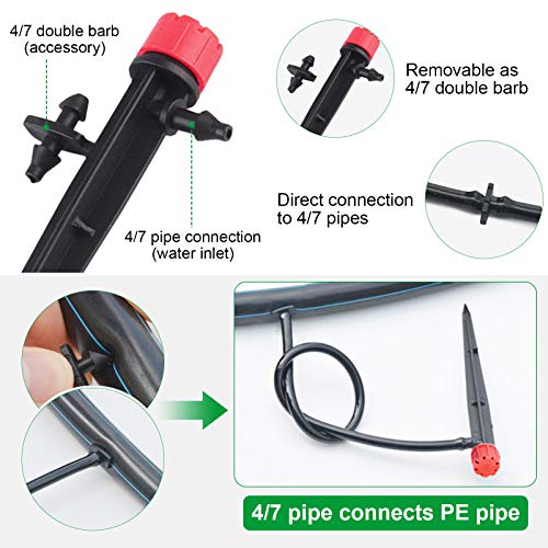 Kalolary Irrigation Dripper Drip Emitter, 20PCS Micro Spray Adjustable 360 Degree 8 Holes Full Circle Water Flow Irrigation Dripper Micro Sprinkler Drip System Parts for Garden Lawn Flower Bed(13.2cm)