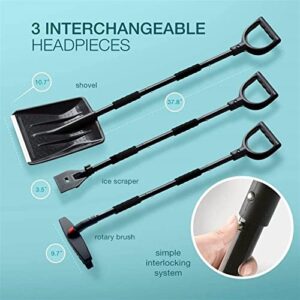 BZGWECD 3 in 1 Snow Shovels for Snow Removal Set with Brush Multifunction Ergonomic Durable Stainless Steel Retractable Garden Cleaning Tools (Color : Black)