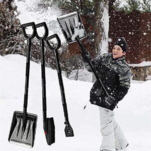 BZGWECD 3 in 1 Snow Shovels for Snow Removal Set with Brush Multifunction Ergonomic Durable Stainless Steel Retractable Garden Cleaning Tools (Color : Black)