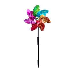 hylying 10 pcs bird blinder repellent pinwheels, colorful windmill to scare birds away, holographic pin wheels keep birds away spinners for garden yard patio lawn farm decor