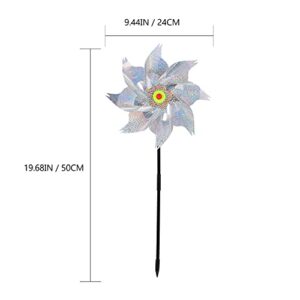 BESPORTBLE 5Pcs Reflective Pinwheels Bird Blinder Pinwheels Pinwheel Bird Deterrent Silver Holographic Windmills Keep Birds Away for Farm Garden Yard