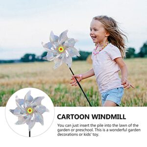 BESPORTBLE 5Pcs Reflective Pinwheels Bird Blinder Pinwheels Pinwheel Bird Deterrent Silver Holographic Windmills Keep Birds Away for Farm Garden Yard