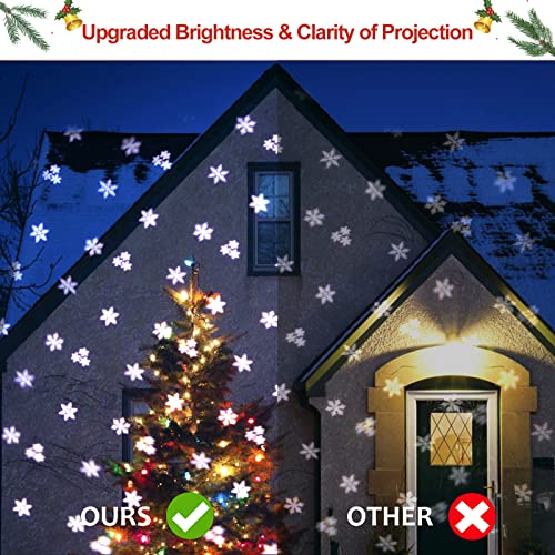 Christmas Projector Lights Outdoor Snowflakes Indoor Projection Snowfall Lights Xmas Show LED White Spotlight Waterproof for New Year Holiday Party Wedding House Garden Patio Outside Decorations, Black