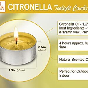 Tealight Citronella Candles - Anti Mosquito Candle - 4 Hour Burn - 100 Pack - DEET Free