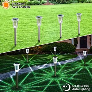 VISFLAIR Solar Pathway Lights Outdoor Decorative 12 Pack LED Waterproof Stainless Steel Garden Stakes Lights for Outside Yard, Path, Patio, Driveway Decor Landscape Lighting