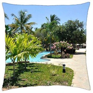 lesgaulest throw pillow cover (18×18 inch) – resort holiday swimming pool pool water garden