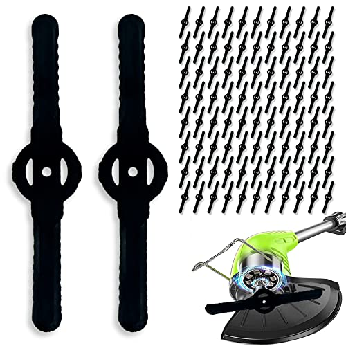 Fifchall [90 Pieces] String Trimmer Head Blades Replace Plastic, Lawn Mower Trimmer Blades Replacement Weed Wacker Head Blades for Cordless Grass Trimmer/Trimmers Edgers Black