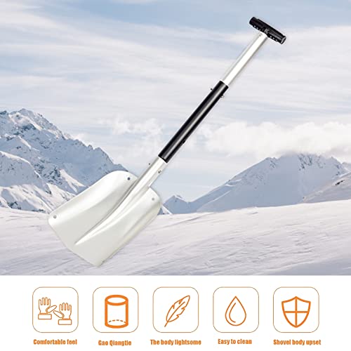 FUDAO Outdoor Snow Shovel Large Capacity Foldable Lightweight Aluminum Alloy Telescopic Portable Snow Shovel Parent Child Play Snow Garden Camping Shovel (Red, One Size)