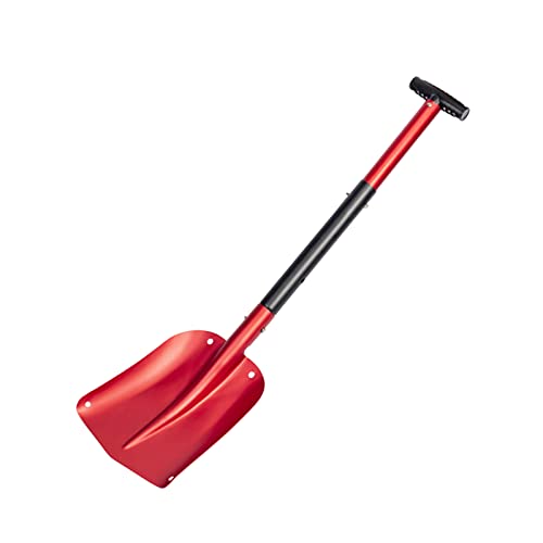 FUDAO Outdoor Snow Shovel Large Capacity Foldable Lightweight Aluminum Alloy Telescopic Portable Snow Shovel Parent Child Play Snow Garden Camping Shovel (Red, One Size)