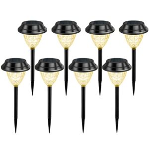 outdoor solar lights 8 pcs ,waterproof bright solar garden lights color changing+warm white led garden decor,up to 12 hrs long last solar lights outdoor waterproof for landscape,walkway, patio, yard