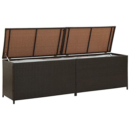 Canditree Outdoor Large Storage Box Rattan, Storage Container for Patio Garden Poolside Furniture Cushions Pillows (Brown)