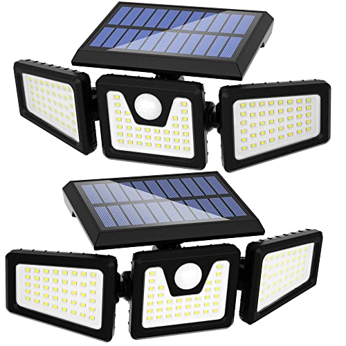 Otdair Solar Outdoor Lights,118 LED Solar Flood Lights Outdoor, Solar Motion Lights Outdoor,270°Wide Lighting Angle Solar Security Lights Motion Outdoor(2 Pack)