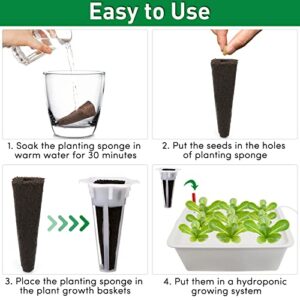 Ufandia Hydroponic Growing Kit, Grow Sponges for Hydroponics Plant Starting Root Growth Kit 50 Pieces Grow Sponges and 50 Pieces Grow Baskets for Indoor Plant Hydroponics System