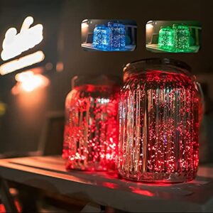 hanging solar lantern lights outdoor 2 pack,20 led solar mercury glass mason jar hanging lights waterproof for tree, table, yard, garden, patio, holiday party outdoor decor, color changing
