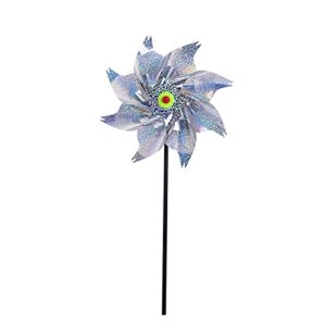 zyho airlove reflective pinwheels, 1pack extra sparkly pinwheels for garden decor, scare birds away from garden yard patio lawn farm