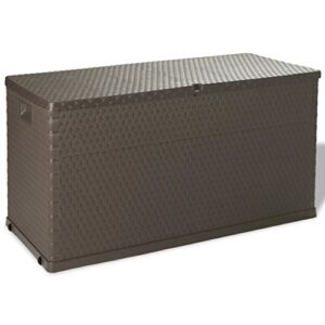 wuyue and buding outdoor storage container, storage deck box 111 gal for patio, garden, backyard brown/anthracite