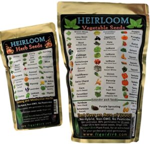heirloom seeds combo pack veggie over 8000 seeds and herbs packs over 15,000 seeds – medicinal and cooking herb seeds 27 varieties and fruit vegetables 38 varieties for your garden (herb and veggie)