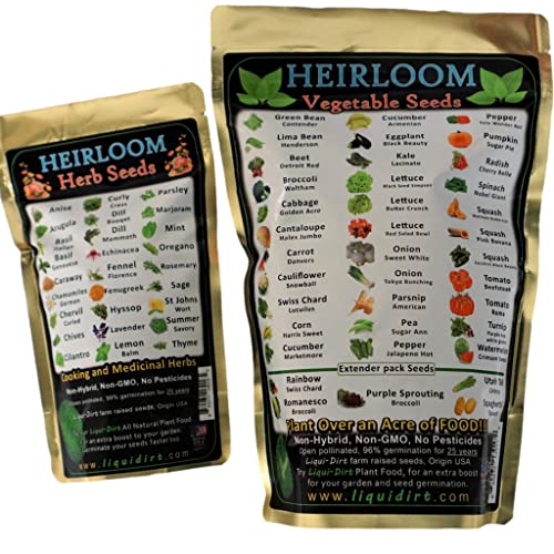 Heirloom Seeds Combo Pack Veggie Over 8000 Seeds and Herbs Packs Over 15,000 Seeds - Medicinal and Cooking Herb Seeds 27 Varieties and Fruit Vegetables 38 Varieties for Your Garden (Herb and Veggie)