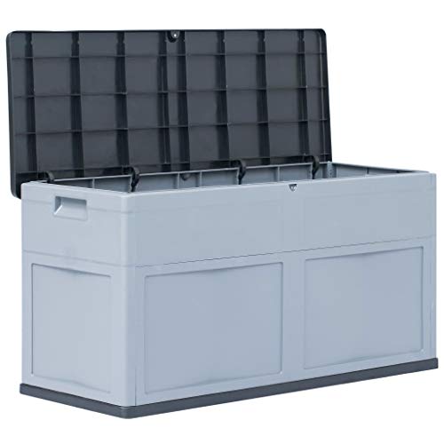 Festnight Garden Storage Box Deck Boxes 84.5 gal Gray Black