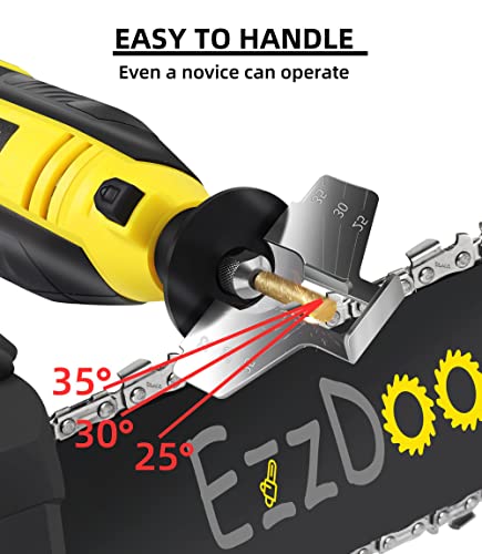 EzzDoo Electric Chainsaw Sharpener Kit with TITANIUM-PLATED Diamond Bits - High-Speed Chain saw Sharpener Tool and 4 Sizes High Hardness Sharpening Wheels For All Chainsaw Chains