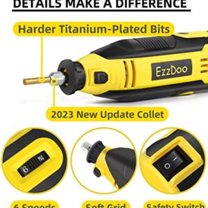 EzzDoo Electric Chainsaw Sharpener Kit with TITANIUM-PLATED Diamond Bits - High-Speed Chain saw Sharpener Tool and 4 Sizes High Hardness Sharpening Wheels For All Chainsaw Chains