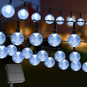 lotenten solar string lights outdoor 80 led 46ft globe lights,8 modes waterproof solar powered decorative string lights for patio garden yard party wedding festival(pure white)