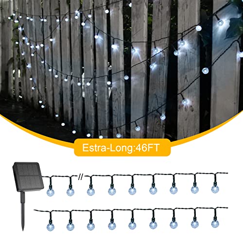 Lotenten Solar String Lights Outdoor 80 Led 46ft Globe Lights,8 Modes Waterproof Solar Powered Decorative String Lights for Patio Garden Yard Party Wedding Festival(Pure White)
