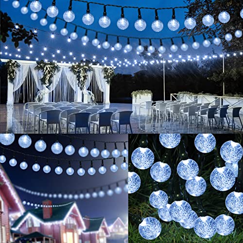 Lotenten Solar String Lights Outdoor 80 Led 46ft Globe Lights,8 Modes Waterproof Solar Powered Decorative String Lights for Patio Garden Yard Party Wedding Festival(Pure White)