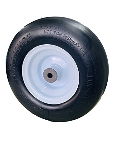 2 New HORSESHOE 11x4.00-5 Flat-Free Smooth Tires w/Steel Rim for Zero Turn Lawn Mower Garden Tractor - Hub length 3"-7" with 1/2" or 1" Bore 114005 T161