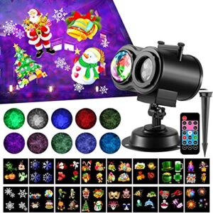 led christmas projector lights,2-in-1 ocean wave projector,16 slides 10 colors,remote control indoor outdoor for holiday lights for halloween home birthday party garden landscape decorations