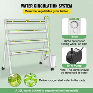 VEVOR Hydroponics Growing System, 36 Sites 4 Pipes Hydroponic System, 4 Layers Hydroponic Kit, Vertical Hydroponic Growing System with Water Pump, Pump Timer, Nest Basket, Sponge for Fruit Vegetables