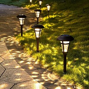 solpex solar pathway lights outdoor,6 pack solar garden lights, bronze finshed, waterproof solar walkway lights outdoor lawn, patio, yard, garden, pathway, walkway and driveway.…