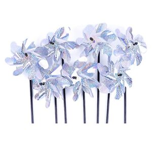 yidexin 10 pcs bird repellent silver laser reflective 6pcs for garden decoration outdoor disperse the windmill