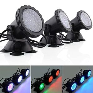 Pond Lights LED Underwater Lights Waterproof Lamp RGB 36 LED Underwater Spot Light for Swimming Pool Fountains Pond Water Garden Aquarium Underwater Lights