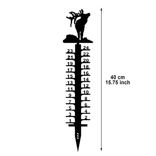 Gift 24cm Snowflake Snow Measuring Instrument Snowmobile Snow Measuring Instrument Metal Snow Measuring Ruler Outdoor Garden Ornament Protractor 1 Pole 40 Amp (Black, One Size)