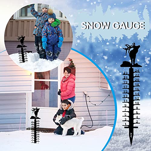 Gift 24cm Snowflake Snow Measuring Instrument Snowmobile Snow Measuring Instrument Metal Snow Measuring Ruler Outdoor Garden Ornament Protractor 1 Pole 40 Amp (Black, One Size)