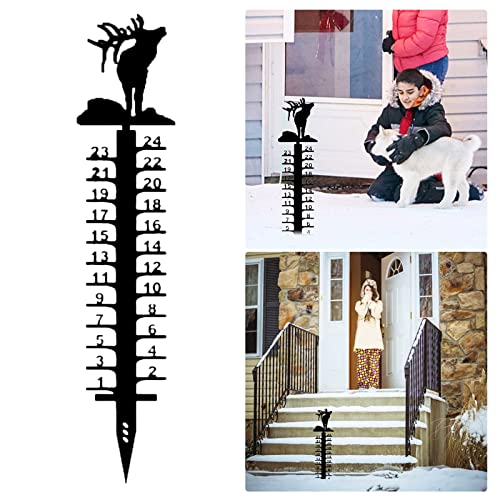 Gift 24cm Snowflake Snow Measuring Instrument Snowmobile Snow Measuring Instrument Metal Snow Measuring Ruler Outdoor Garden Ornament Protractor 1 Pole 40 Amp (Black, One Size)