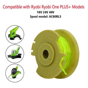 AC80RL3 Replacement Spool Line Compatible with 18v, 24v, 40v Cordless Trimmers,Weed Eater String Autofeed Replacement Spools Line (8Spool,2Cap)