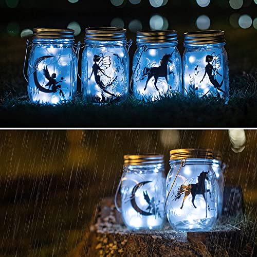 Ostritec Solar Mason Jar Lights Lids, 8 Pack 30 Led Fairy Lights(Jars Not Included), Outdoor Hanging Mason Jar Solar Lights, Fairy in a Jar Solar Firefly Lights for Patio Garden Table Decor