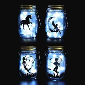 Ostritec Solar Mason Jar Lights Lids, 8 Pack 30 Led Fairy Lights(Jars Not Included), Outdoor Hanging Mason Jar Solar Lights, Fairy in a Jar Solar Firefly Lights for Patio Garden Table Decor